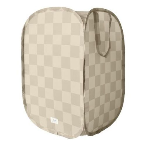 3 Sprouts Baby & Kids Recycled Fabric Pop-up Laundry Hamper - Checkerboard Beige