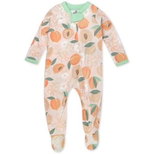 HonestBaby Baby Girls' Sleep and Play Footed Pajamas One-Piece Sleeper Jumpsuit Zip-front Pjs Organic Cotton