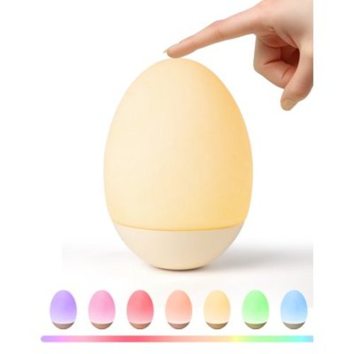 Night Light for Kids, Egg Light for Nursery with 7 RGB Colors Changeable & Stepless Dimming, Rechargeable Tap Light with 1h Timer & Touch Control, Portable Night Light for Babies BPA Free