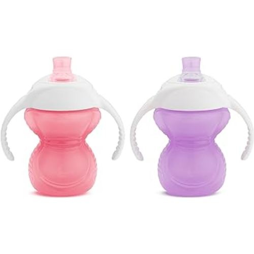 Munchkin® Click Lock™ Bite Proof Trainer Cup, 7 Ounce, 2 Pack, Pink/Purple