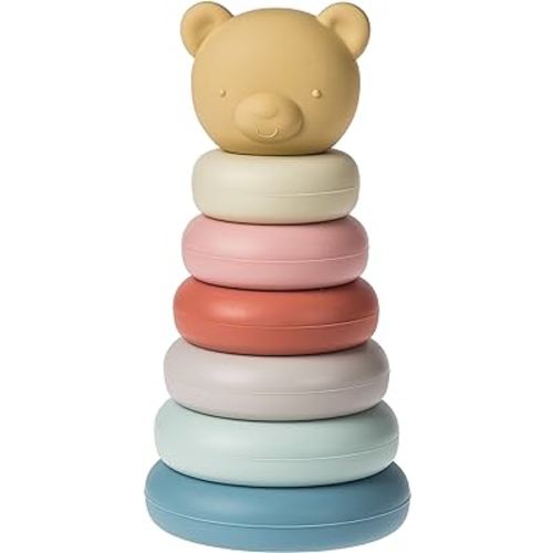 Mary Meyer Baby and Toddler Toys Simply Silicone Stacking Rings for 6+ Months Old Preschool Gifts, 6-Inches, Teddy