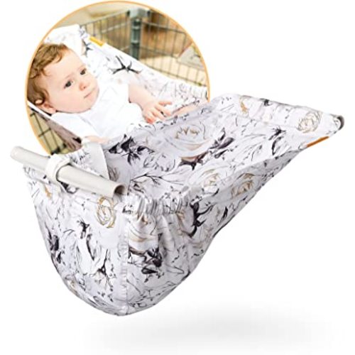 Shopping Cart Hammock for Infants and Toddlers, Babies, for All Car Seat Models, Grocery for Baby, Capacity of up to 50 lbs, Coming Up Roses