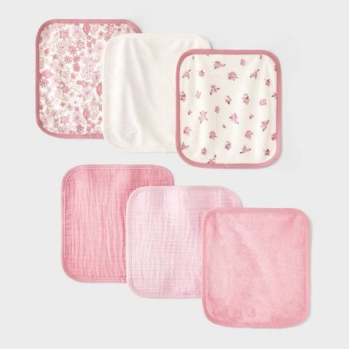 Baby 6pk Washcloth set - Cloud Island™ Pink