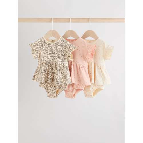 Animal Printed 3 Pack Skirted Baby Rompers