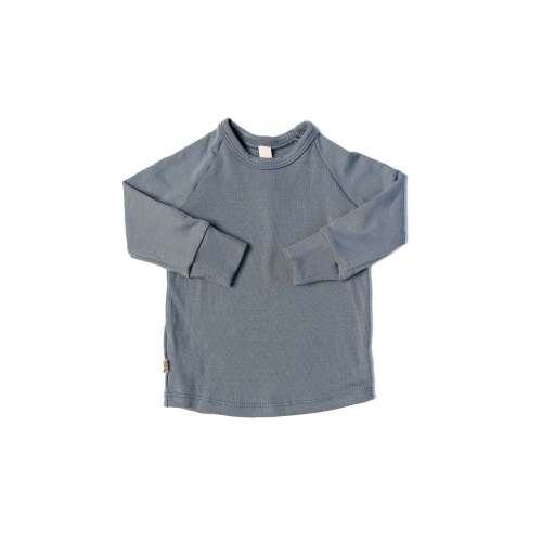 rib knit long sleeve tee - shadow blue
