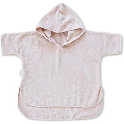 Natemia Towel Poncho Kids (Blush) - 100% Organic Turkish Cotton - Machine Washable Poncho Towel for Girls, Boys- for Sensitive Skin - Toddler Hooded Beach Towels - Perfect Baby Registry Gift (2-3T)