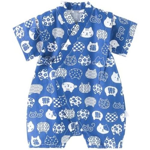 PAUBOLI Baby Kimono Romper Japanese Sakura Cotton Infant Comfy Pajamas 3-24 Months
