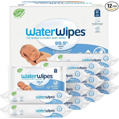 WaterWipes Plastic-Free Original Baby Wipes, 99.9% Water Based Wipes