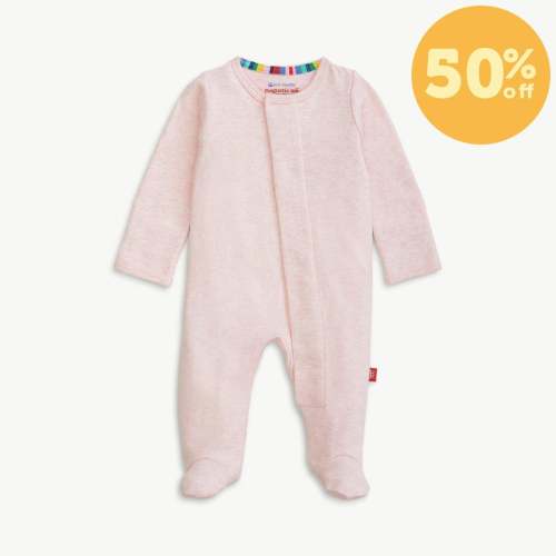pink melange organic cotton magnetic parent favorite footie – Magnetic Me