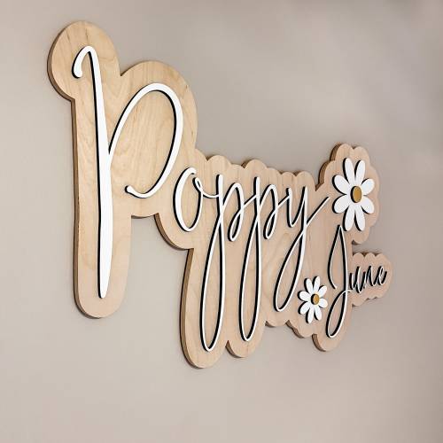 Daisy Name Sign, Nursery Name Sign, Daisy Nursery Decor, Name Sign for Girl, Custom Wood Name Sign, Floral Nursery Decor, Baby Name Sign