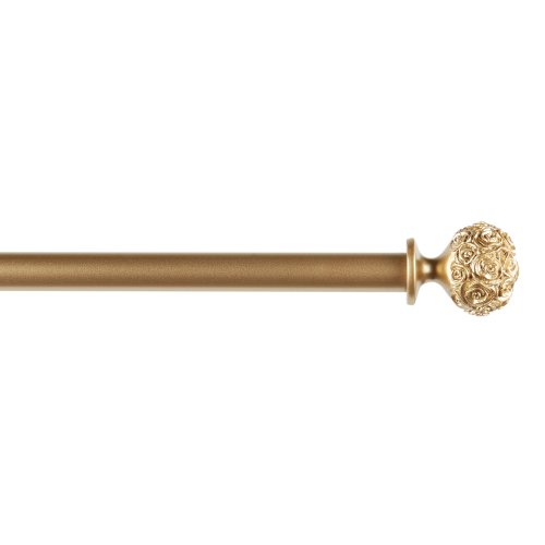 Exclusive Home Peony 36-in to 72-in Gold Iron Side Single Curtain Rod with Finials