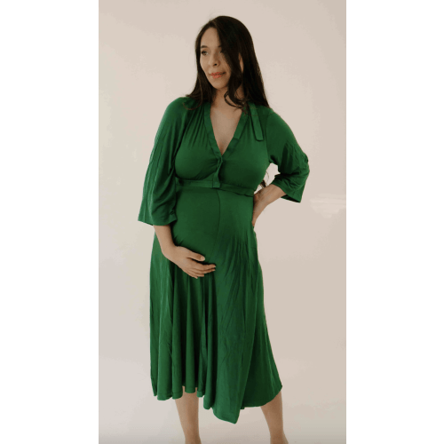 Lila Labor & Postpartum Gown in Emerald
