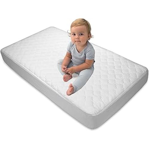 Sealy Stain Protection Waterproof Fitted Toddler Bed and Baby Crib Mattress Pad Cover Protector, Noiseless, Machine Washable and Dryer Friendly, 52" x 28" - White