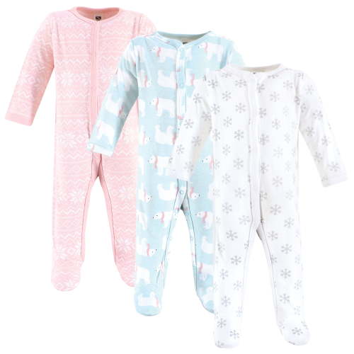 Hudson Baby Long Sleeve Sleep and Play 3-Pack - Soft Cotton