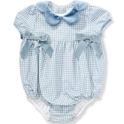 Edgehill Collection x The Broke Brooke Baby Girls Camille Gingham Bow Bubble