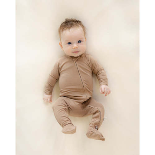 Zip Footie in Mocha