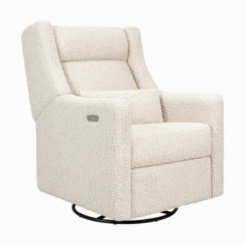 babyletto Kiwi Plus Power Recliner and Swivel Glider - Almond Teddy Loop