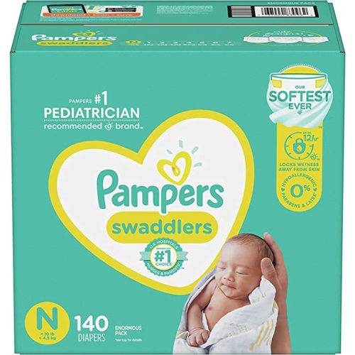 Diapers Newborn/Size 0 (< 10 lb), 140 Count - Pampers Swaddlers Disposable Baby Diapers, Enormous Pack (Packaging May Vary) - ONE Month Supply