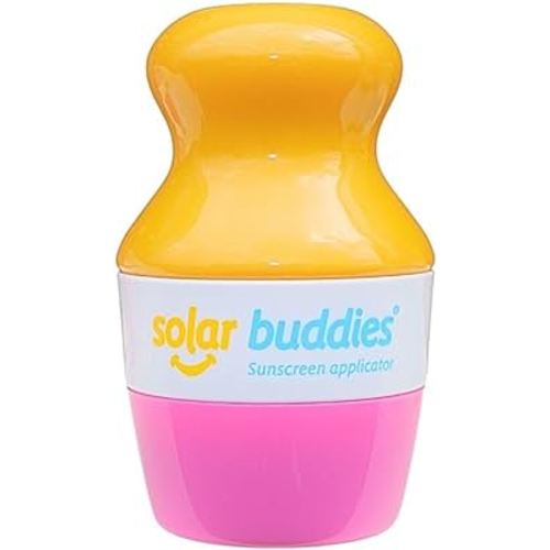 Solar Buddies Sunscreen Applicator - Single Pink - BPA-Free Refillable Roll on Sponge Sunscreen, Suncream & Lotion Applicator For Kids, Adults & Families - Holds 3.4fl oz, Perfect Size for Travel