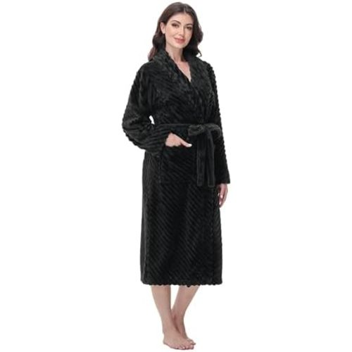 Yurhap Premium Robes for Women - Super Soft Cozy Fleece Womens Robe Plush Long Bathrobe
