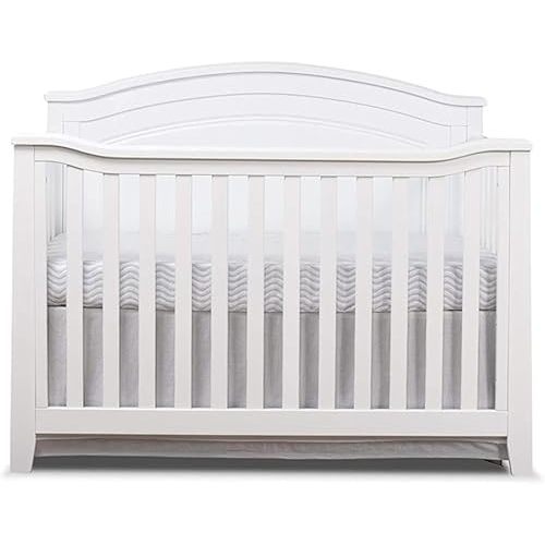 Pemberly Row Contemporary Wood Round Top Panel Crib in White