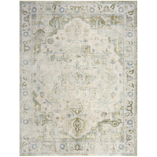 Haydel Machine Washable Area Rug in Blue