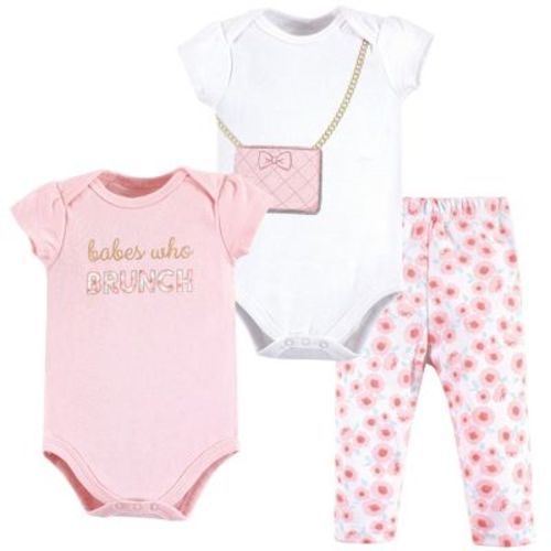 Little Treasure Baby Girl Cotton Bodysuit And Pant Set, Brunch, 6-9 Months