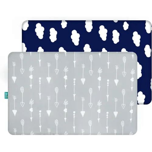 Pack and Play Sheets Fitted, 2 Pack Playard Sheet Fits for Graco Pack n Play Mattress, Mini Crib Sheets for Baby Boys & Girl