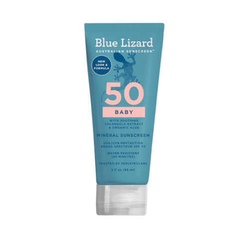 BLUE LIZARD Baby Mineral Sunscreen with Zinc Oxide, SPF 50+, Water Resistant, UVA/UVB Protection with Smart Cap Technology - Fragrance Free, 3 Ounce Tube