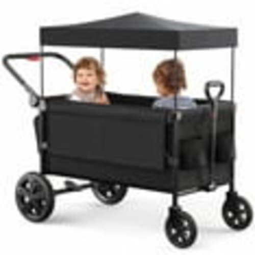 SACVON All-Terrain Stroller Wagon for Toddlers with Canopy, Parent Organizer, Adjustable Handlebar, 2 Cup Holders