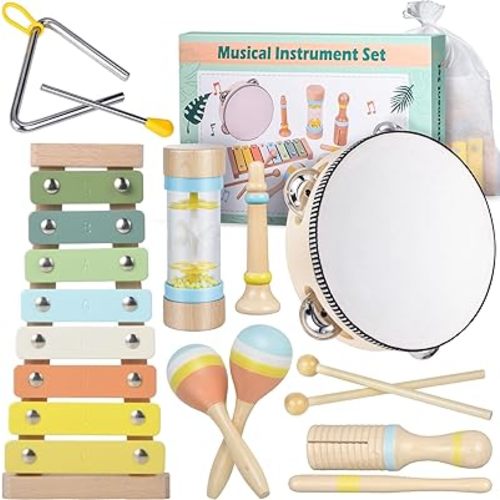 Montessori Toys for 1+ Year Old,Musical Toys for Toddlers 1-3 Music Instruments,Toddler Musical Instruments Baby Toys,Neutral Colors Percussion Instruments for Toddlers 3+,Baby Shower Birthday Gifts