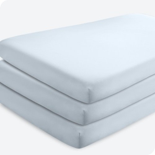 Fitted Crib Sheet - Hydro-Brushed Microfiber by Bare Home, Color: Sky blue, Size: crib - 3 pack