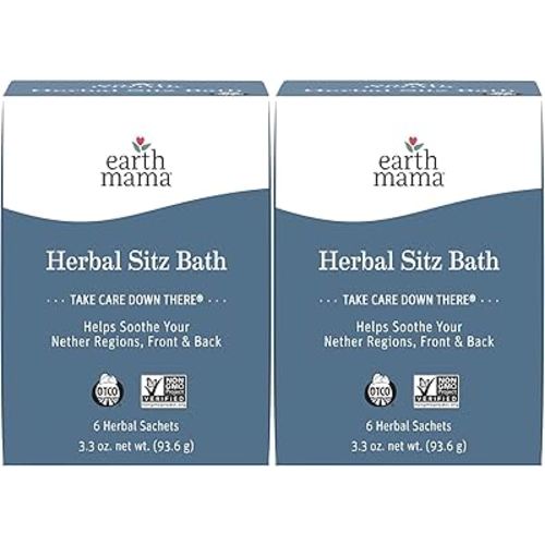 Earth Mama Herbal Sitz Bath | Pregnancy & Postpartum Essentials, Soothing Sitz Bath for Hemorrhoids with Witch Hazel, & Calendula, 6-Count (2-Pack)