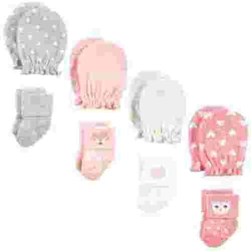 Hudson Baby Infant Girl Socks and Mittens Set, Woodland Girl, 0-6 Months