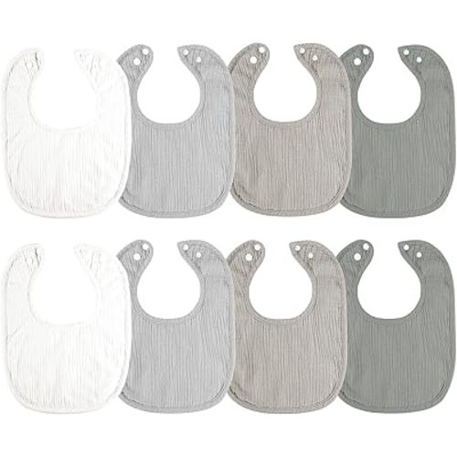 Cherub New Upgraded Baby Drool Bibs for Boys, 8 Pack Absorbent Muslin Baby Bibs for Drooling and Teething, Soft Cotton Baby Bandana Bibs for Baby Boy