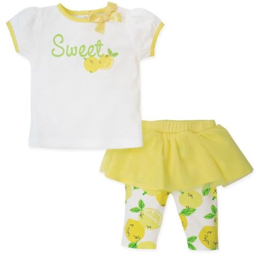 Gerber® Size 6-9M 2-Piece "Sweet" Shirt and Tutu Capri Set in Yellow/White