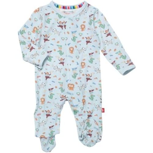 Magnetic Me Boys Modal Magnetic Baby Footie Pajamas | Silky Soft Modal Fabric | Baby Sleepers Available in Sizes PRE - 24M