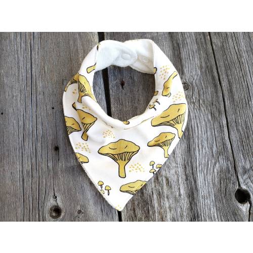 Mushroom baby bib, Organic drool bib, Organic baby bib, Fall baby, chanterelle bandana bib
