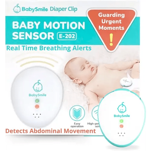 Baby Smile Baby Motion Breathing Monitor | Baby Abdominal Movement Monitor | Audible Alerts for Quick Alerts | Diaper Clip | No Bluetooth