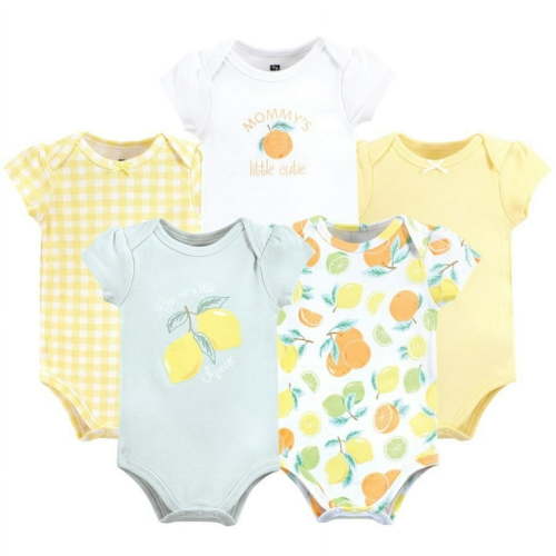 Hudson Baby Short Sleeve Bodysuits, 5-Pack, Newborn- 24 Months