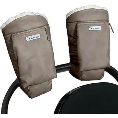 7AM Enfant Stroller Warmmuffs Gloves - Anti-Freeze Stroller Mittens for Handlebars, Water Repellent Hand Warmer Muff for Cold Weather, Plush Lined Stroller Warmmuffs | Winter Stroller Accessories