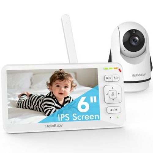 HELLOBABY 6" IPS Screen Pan-Tilt-Zoom Video Baby Monitor with Camera and Audio, HB6362