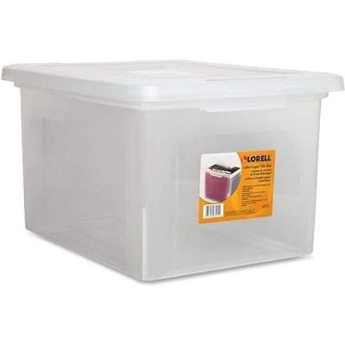Lorell LLR68925 Letter/Legal Plastic File Box, 1 EA, clear