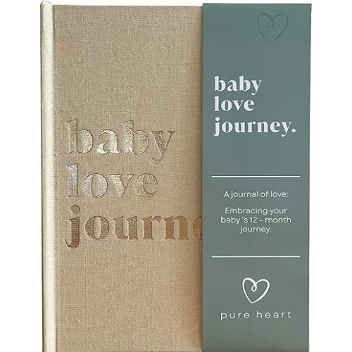 Pure Heart Baby's First Year Book, Minimalist Baby Memory Book, Guided Baby Milestone Book, Heartfelt Baby Book Keepsake, Newborn Scrapbook, Pregnancy to First Year, Gender Neutral Gift