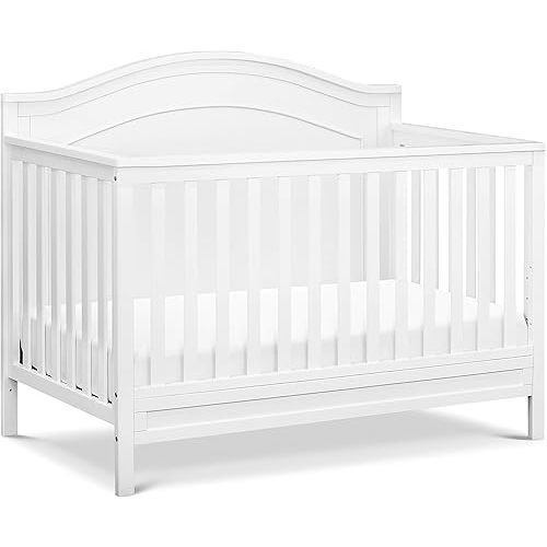 daVinci Charlie 4-in-1 Convertible Crib - GREENGUARD Gold Certified - Converts from Baby Crib to Toddler Bed, Daybed, and Full-Size Bed Effortlessly - 4 Adjustable Heights - Wooden White Baby Bed