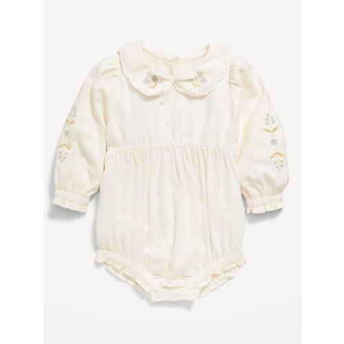 Long-Sleeve Ruffled Collar One-Piece Romper for Baby