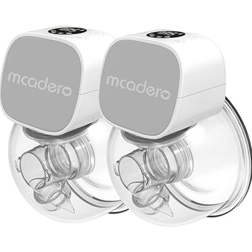 M5 Electric Breast Pump - Wearable Hands-Free Pump with LED Display - 4 Modes & 12 Levels - Portable & Wireless - Soft Double-Sealed Flange - Smart Display - 2 Pack - Elegant Gray