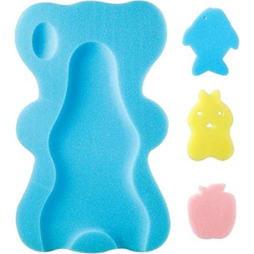 PandaEar Baby Bath Sponge Infant Soft Bath Sponge Mat, Baby Bath Mat Newborn Odor Free Bath Cushion, Blue (Blue)