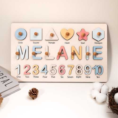 Personalized Wooden Name Puzzle with Pegs, Nursery Decoration, Toddler Toys, Baby Shower Gift, First Birthday Gift, Baby Name Puzzle Gift