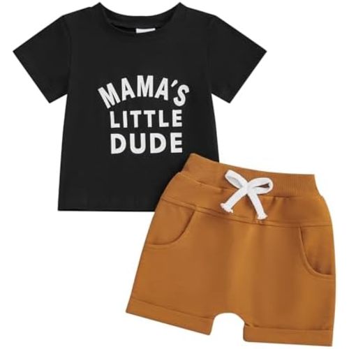 BemeyourBBs Toddler Baby Boy Summer Clothes Funny Letter T Shirt Elastic Waist Pockets Shorts Set 2 Piece Outfit
